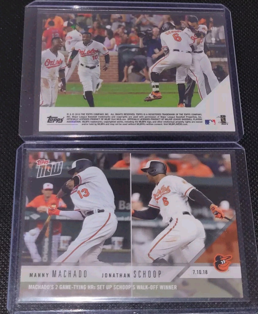 2018 Topps Now #439 Manny Machado Jonathan Schoop walk Off SP Print Run-142 🔥